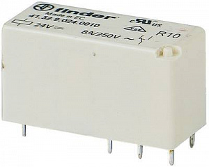 Реле с 2 перекидными контактами низкопрофильное (=110В DC) 8A Finder. Вид 1