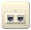 Розетка двойная: RJ45 компьютерная + RJ11 телефонная, изол. пл.,О/У (молочный) Blanca Systeme Electric. Вид 1.