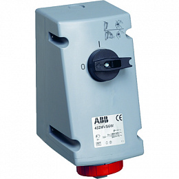 332 MVS3W Розетка с выключателем и механической блокировкой 332MVS3W, 32A, 3P+E, IP67, 3ч ABB. Вид 1