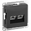 Розетка двойная RJ+RJ45, кат.6А, механизм (карбон) AtlasDesign Systeme Electric. Вид 1.