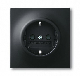20 EUC-775 Розетка SCHUKO 16А 250В, серия impuls, цвет чёрный бархат ABB. Вид 1