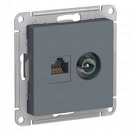 Розетка двойная TV + компьютерная RJ45, кат.5Е (грифель) Atlas Design Systeme Electric. Вид 1