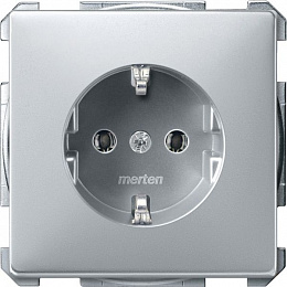 Розетка 2P+E (алюминий) Merten Schneider Electric. Вид 1