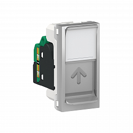Розетка компьютерная, RJ45, одиночная, кат. 5е STP, 1 модуль (алюминий) Unica Modular Schneider Electric. Вид 1