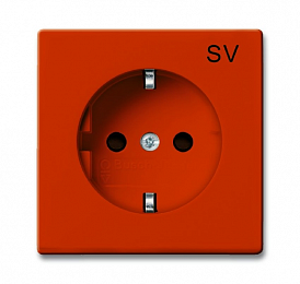 20 EUC-14-92-5 Розетка SCHUKO 16А 250В, с маркировкой SV, серия Basic 55, цвет оранжевый ABB. Вид 1