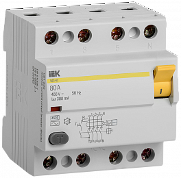 ВД1-63 Блок утечки тока 4-полюсный, 80А 300mA, 4,5kA, тип AC ИЭК. Вид 1