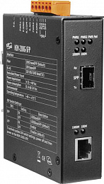 Медиаконвертер Gigabit Ethernet 10/100/1000BaseTX в 100/1000BaseSFP, металлический корпус, -30...+75С ICP DAS. Вид 1