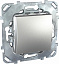 Выключатель 1-клавишный, кнопочный, сх. 1 (алюминий) Unica Top Schneider Electric. Вид 1.