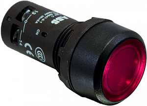 CP1-11R-10 Кнопка красная 24В AC/DC, с плоской клавишей без фиксации 1НО ABB. Вид 1