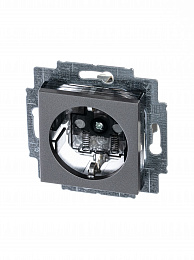 5520H-A03457 69W Розетка с заземлением со шторками, Levit, сталь/дымчатый чёрный ABB. Вид 1