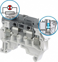 Клемма ZS4-SF1-R4 держ. пл.предохр. 5х25,5х20мм, LED 115-250В, 2 тестовых гнезда DIA2 TYCO. Вид 1