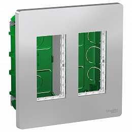 Блок скрытой установки 2х2 алюминий Unica System+ Schneider Electric. Вид 1