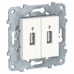 Розетка USB, 2-местный (белый) Unica New Schneider Electric. Вид 1