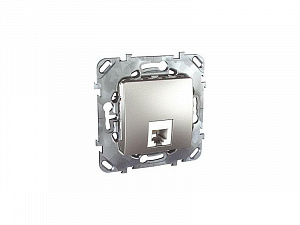 Розетка телефонная 1хRJ11 (алюминий) Unica Top  Schneider Electric. Вид 1