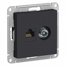 Розетка двойная TV + компьютерная RJ45, кат. 5Е (карбон) Atlas Design Systeme Electric. Вид 1