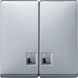 Клавиша двойная с окном для свет. инд, sd (алюминий) Merten Schneider Electric. Вид 1