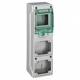 Бокс 4 мод.+ 2 отверстия для розеток 63А настенный IP65 Schneider Electric. Вид 1
