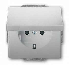 20 EUKB-866 Розетка SCHUKO 16А 250В с защитными шторками, с крышкой, серия future, цвет сталь ABB. Вид 1