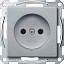 Розетка без заземления, со шторками, qf sm (алюминий) Merten Schneider Electric. Вид 1.