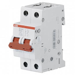 SD202/50 Рубильник 2-полюсный модульный 50А (красный рычаг) ABB. Вид 1