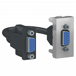 Розетка HD15 female (VGA), 1 модуль (алюминий) Unica Modular Schneider Electric. Вид 1