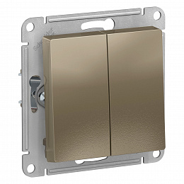 Выключатель 2-клавишный (сх.5) 10АХ, механизм ( шампань) Atlas Design Systeme Electric. Вид 1