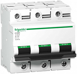 C120H 3P 63A Автоматический выключатель 3-полюсный, 63А, 15кА (хар-ка C) Schneider Electric. Вид 1