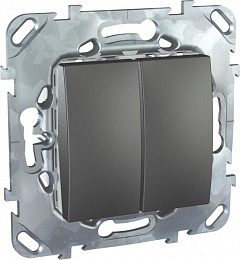 Переключатель 2-клавишный, сх.6+6 (графит) Unica Top Schneider Electric. Вид 1