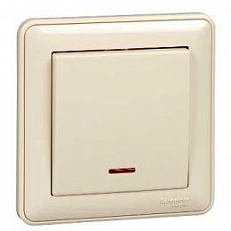 Выключатель 1-клавишный, с подсв. 10АХ, в сборе (слоновая кость) Wessen 59 Systeme Electric. Вид 1