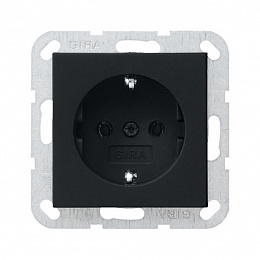Розетка с заземлением (черный матовый) System 55 Gira. Вид 1