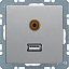 Розетка USB/3,5 мм Audio (алюминиевый, бархатный лак) Q.1/Q.3 Berker. Вид 1.