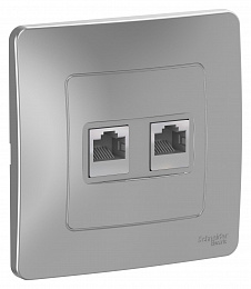 Розетка двойная, С/У, компьютерная RJ45, кат.5e (алюминий) Blanca Systeme Electric. Вид 1