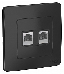 Розетка компьютерная 2хRJ45, кат.5e, С/У, (антрацит) Blanca Systeme Electric. Вид 1