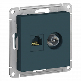 Розетка двойная TV + компьютерная RJ45, кат. 5Е (изумруд) Atlas Design Systeme Electric. Вид 1