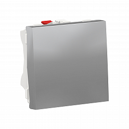 Выключатель 1-клавишный, кнопочный, сх. 1, 10 a, 2 модуля (алюминий) Unica Modular Schneider Electric. Вид 1