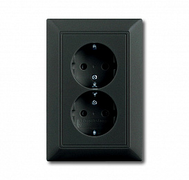 20-02 EUJ-95-5 Розетка SCHUKO 16А 250В, двойная, серия Basic 55, цвет ch?teau-black ABB. Вид 1