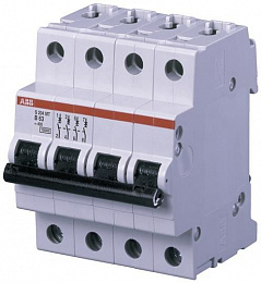 S204MT D6 Автоматический выключатель 4-полюсный, 6А, 10kA (хар-ка D) ABB. Вид 1