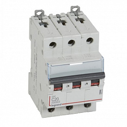 DX3 Автоматический выключатель 3-полюсный 20A 16kA (хар-ка C) Legrand. Вид 1