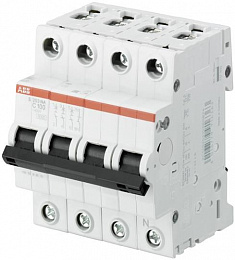 S203 C80NA Автоматический выключатель 3P+N, 80А, 6kA (хар-ка C) ABB. Вид 1