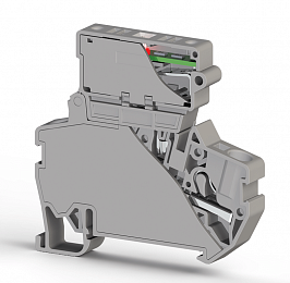 PYK 4SLD 24VDC (5x25) Клеммник пружинный быстрозажимной (Push in),с держ.пред.(5х25) с инд., 4 мм.кв., (серый) Klemsan. Вид 1