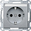 Розетка с полем для надписи, qf sm (алюминий) Merten Schneider Electric. Вид 1.
