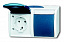 20/2 EWN-53-500 Розетка SCHUKO 16А 250В IP44, двойная, горизонтальная, с полем для надписи, для открытого монтажа, серия ocean, цвет серый/сине-зелён. Вид 1.