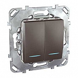 Выключатель 2-клавишный, 2 модуля, с индикацией (графит) Unica Top Schneider Electric
