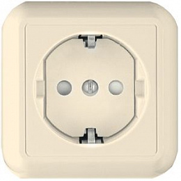 Розетка с заземлением, со шторками, О/У, 16А 250В (слоновая кость) Прима Systeme Electric. Вид 1