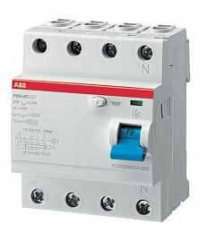 F204 A 80/500 Блок утечки тока 4-полюсный, 80А, 500mA, тип A (УЗО) ABB. Вид 1