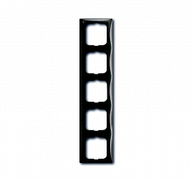 2515-95-507 Рамка 5-постовая с декоративной накладкой (шато/чёрный) Basic 55 ABB. Вид 1