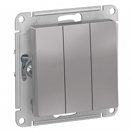 Выключатель 3-клавишный, сх.1+1+1, 10АХ, механизм (алюминий) Atlas Design Systeme Electric. Вид 1