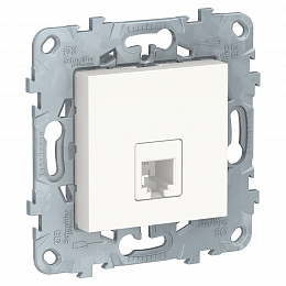 Розетка телефонная, RJ11, одиночная, 4 контакта (белый) Unica New Schneider Electric. Вид 1