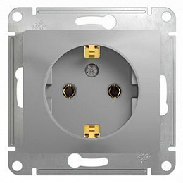 Розетка с заземлением16А винтовой зажим (алюминий) Glossa Systeme Electric. Вид 1