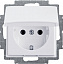 20 EUK-92-507 Розетка 2P+E 16А 250В, с крышкой (слоновая кость) Basic55 ABB. Вид 1.